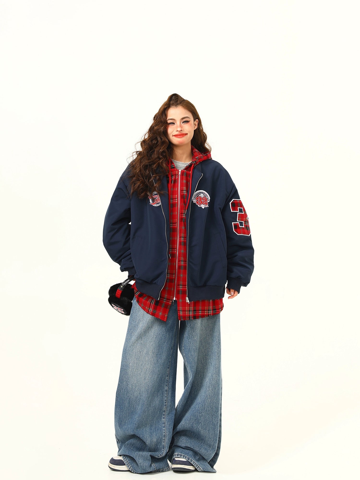 Varsity Patchwork Layered Bomber Jacket