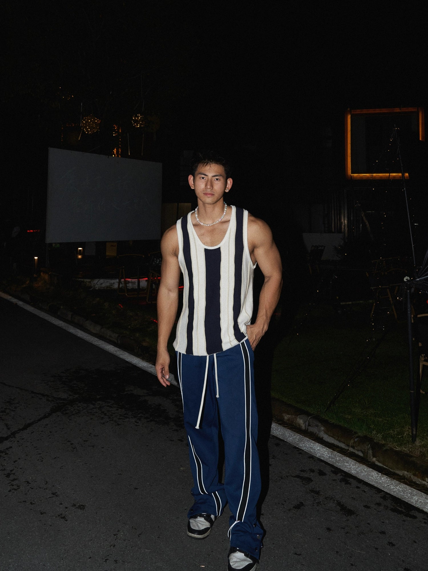Vertical Striped Knit Tank Top