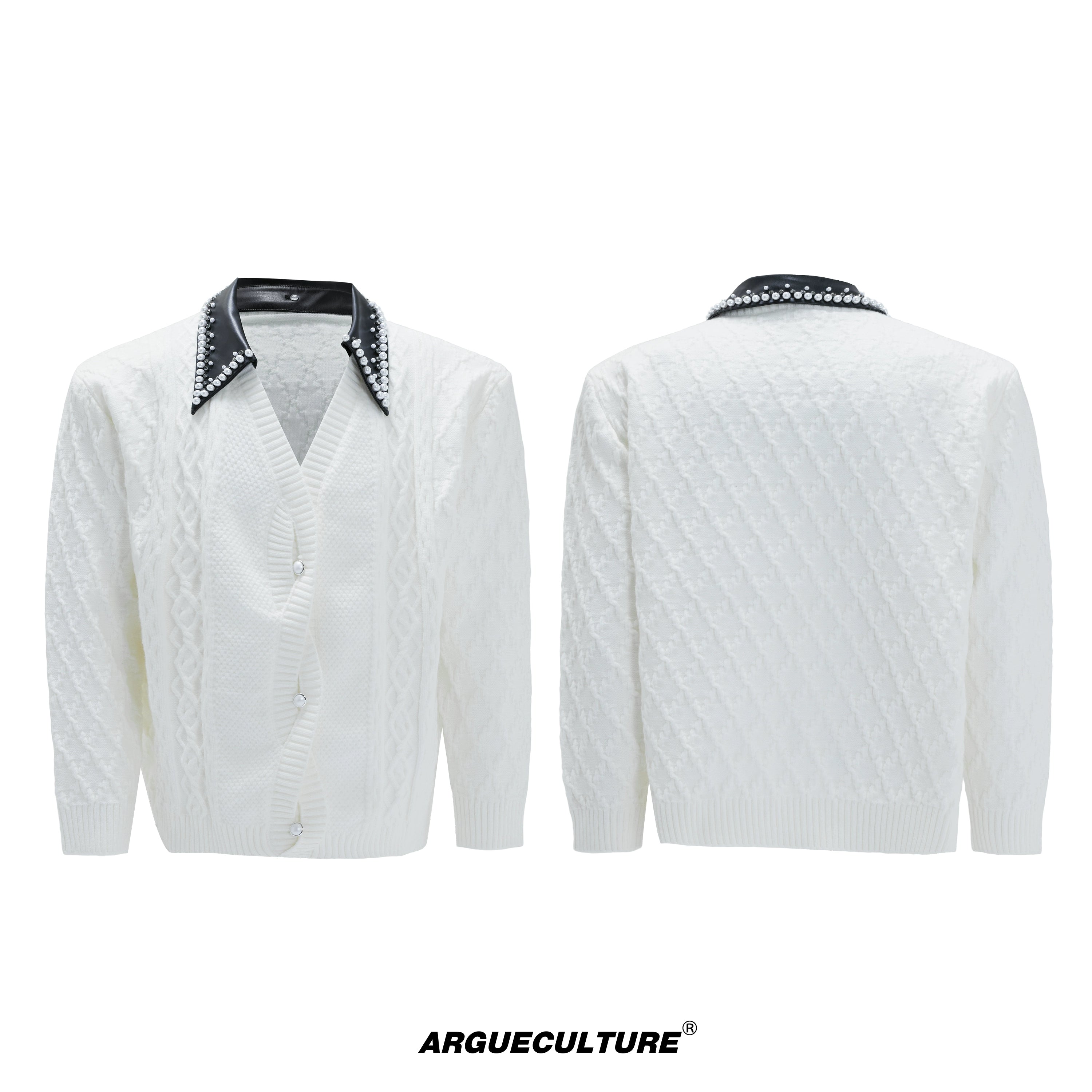 Cable Stud Collar Cardigan