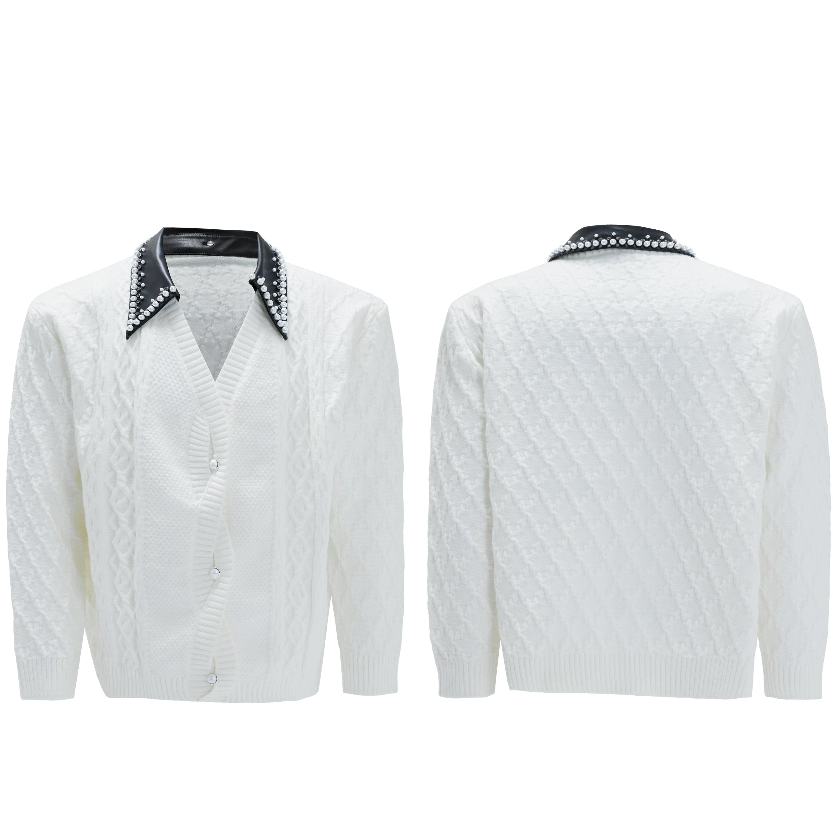 Cable Stud Collar Cardigan