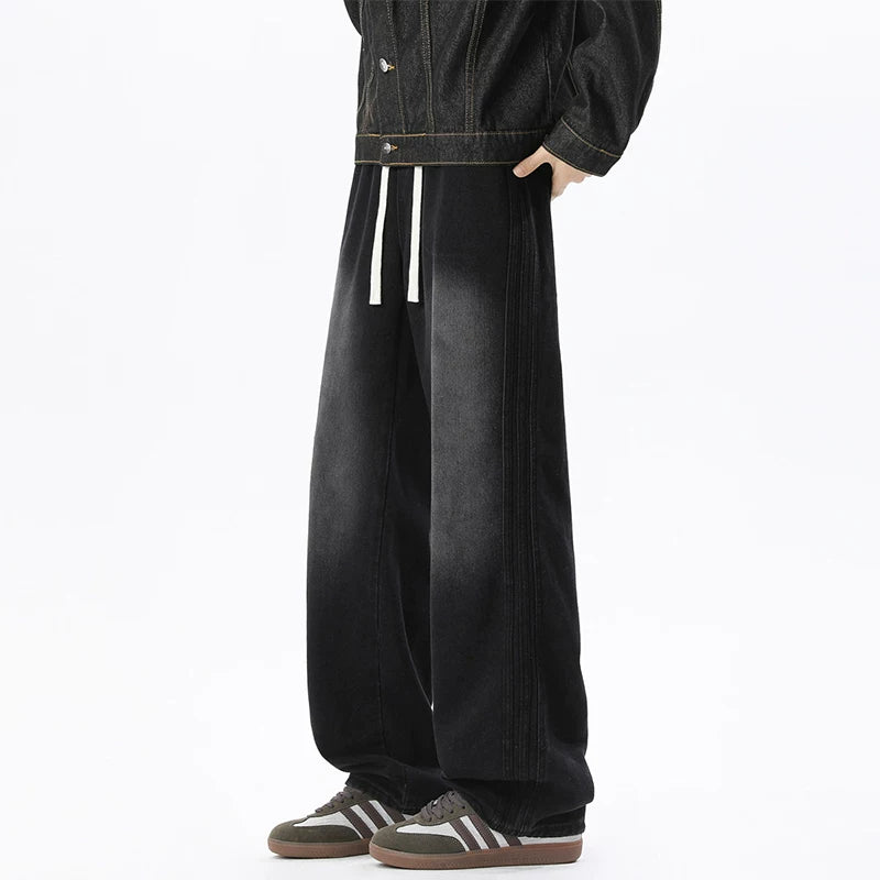 Harbor Fade Triple-Stitch Wide-Leg Jeans