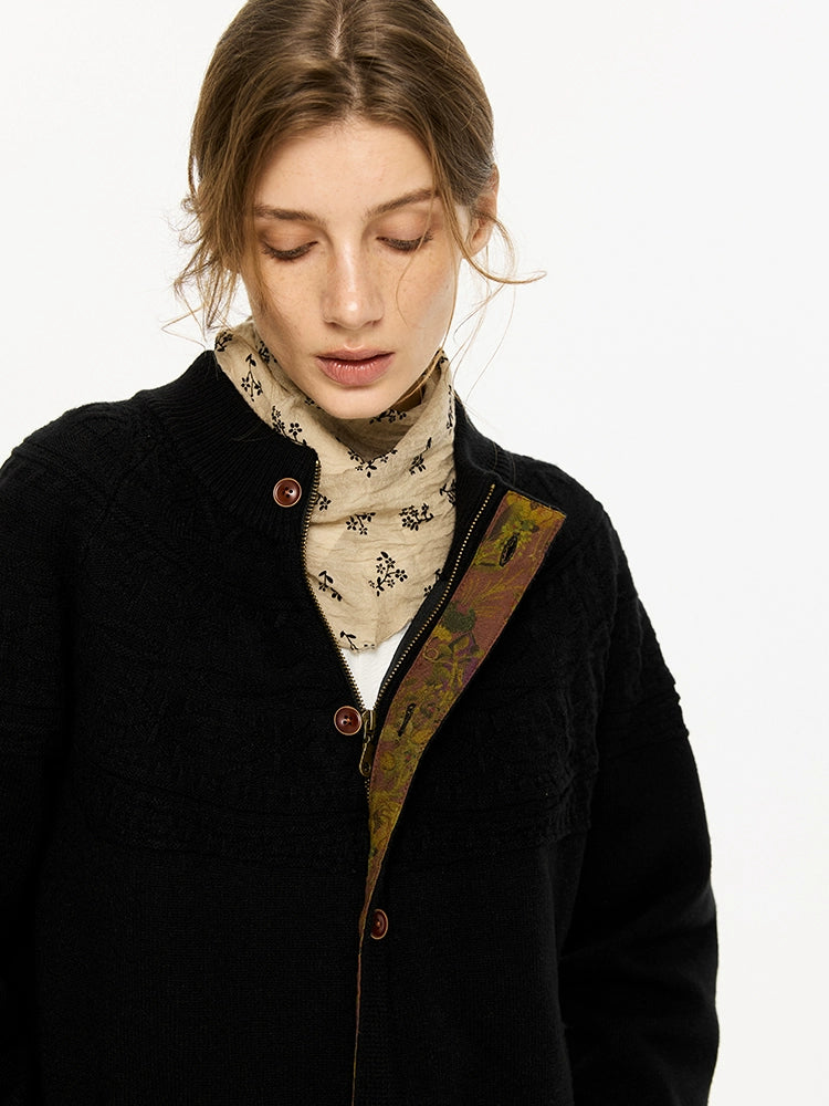 Jacquard Pattern Knit Cardigan