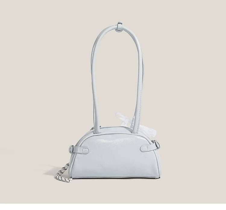 Frosted Lace Bow Baguette Bag