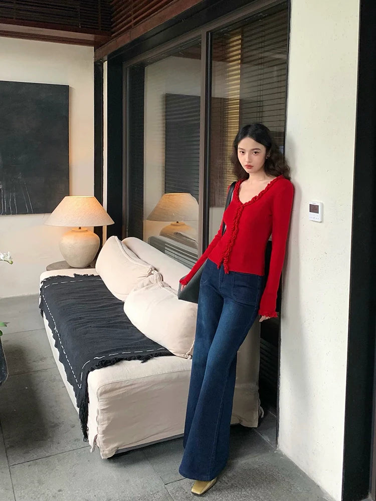 Rolled-Edge Knit Top