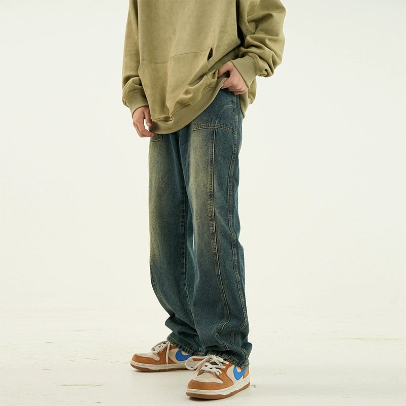 Loose Fit Washed Denim Jeans