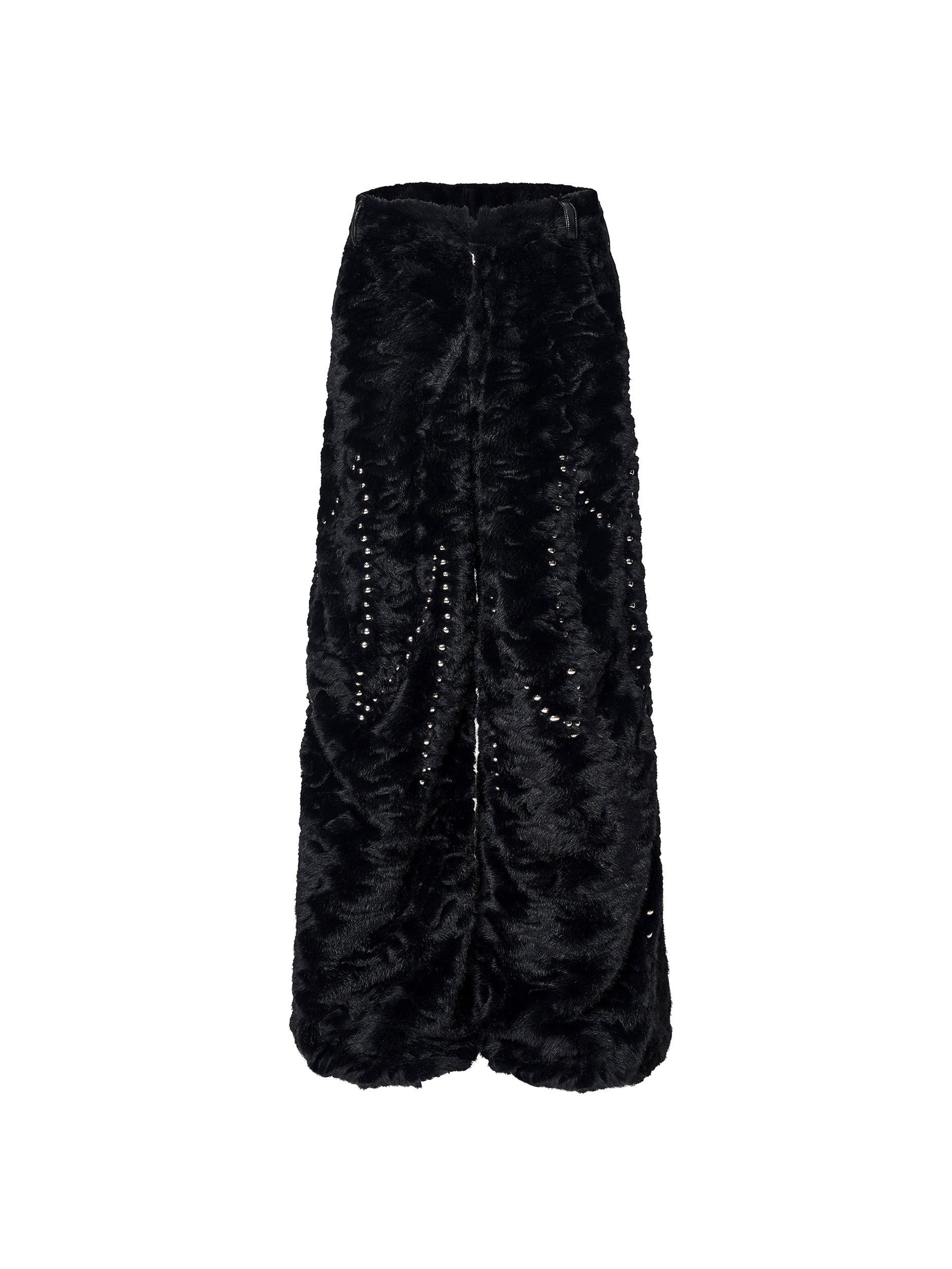 Black Faux Fur Coat and Wide Leg Pants