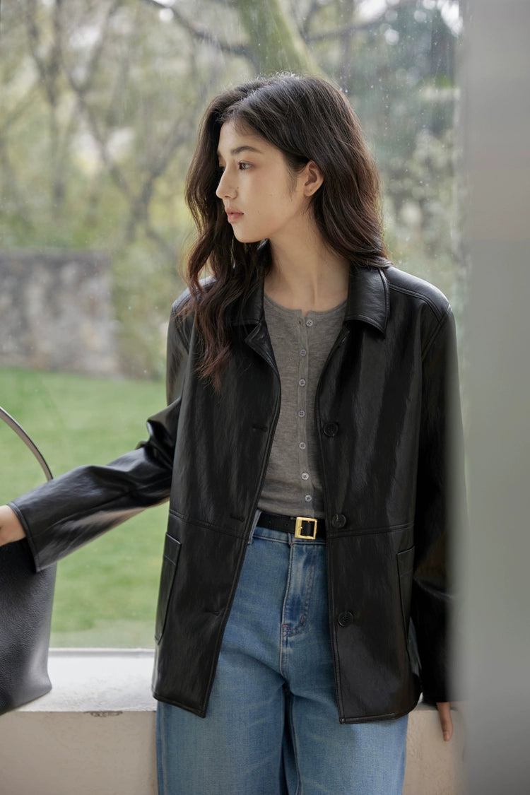 Vintage Short Leather Jacket