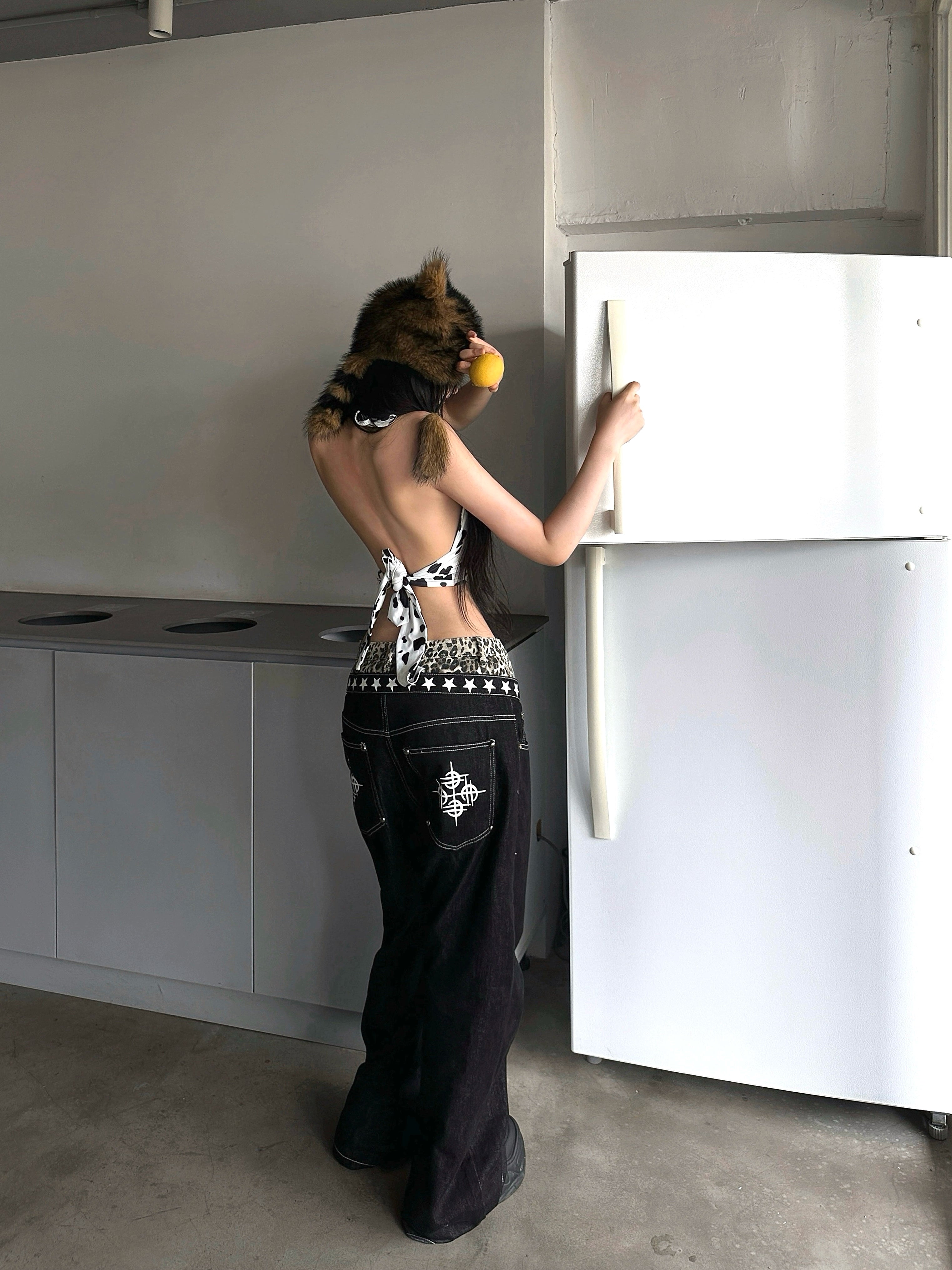 RogueStellar Lace-Up Wide Jeans