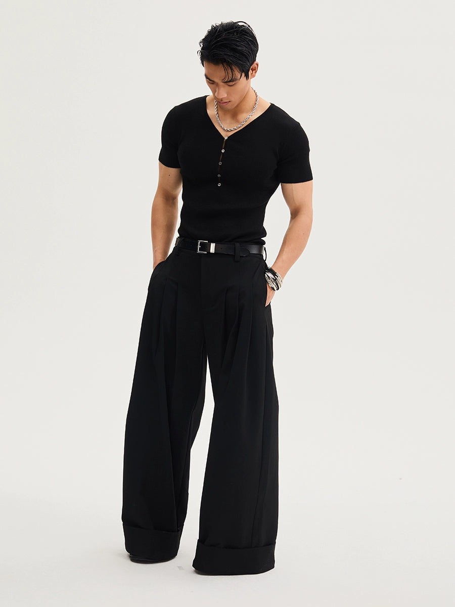 NoirCrest Oversized Pleat Trousers