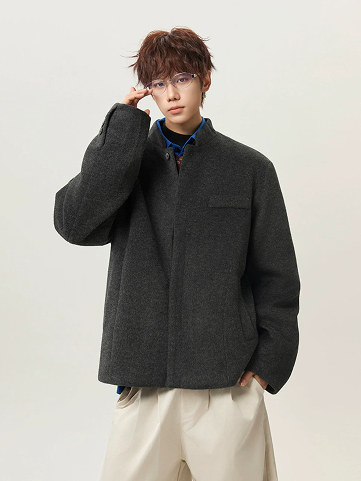 Stand-Collar Wool Jacket