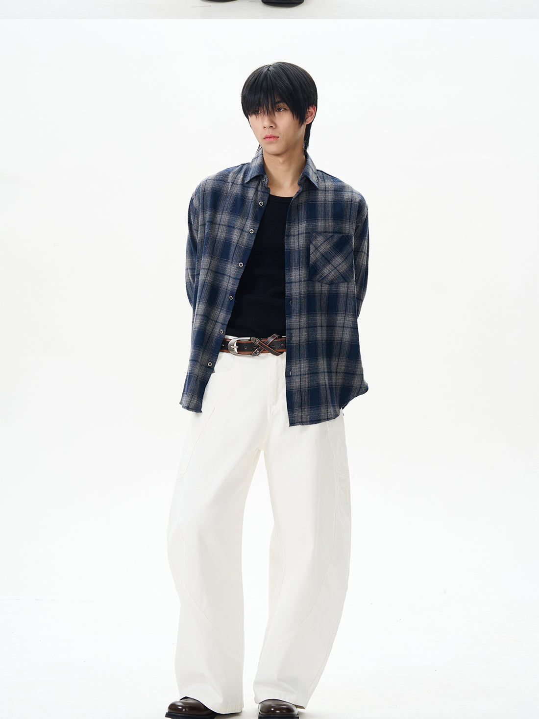 Cream Relaxed Wide Leg Trousers
