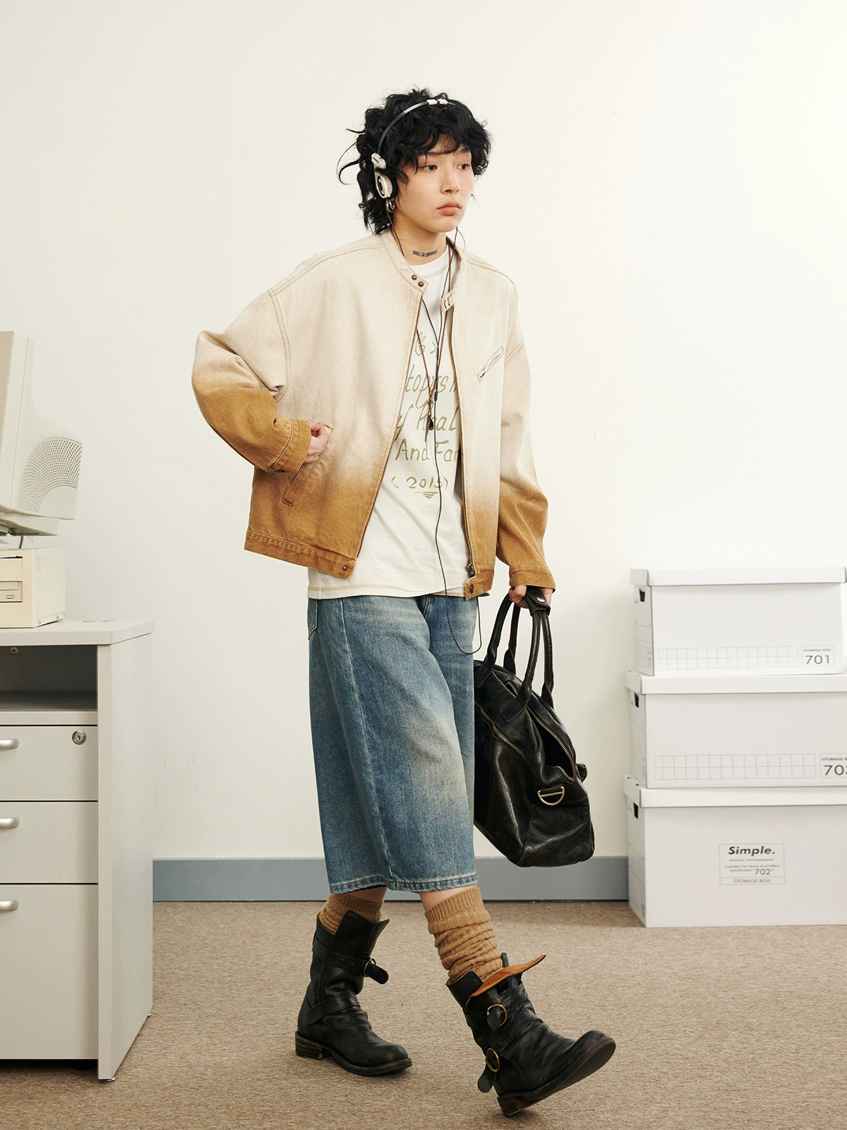 Veste en jean de gradient Octopusme