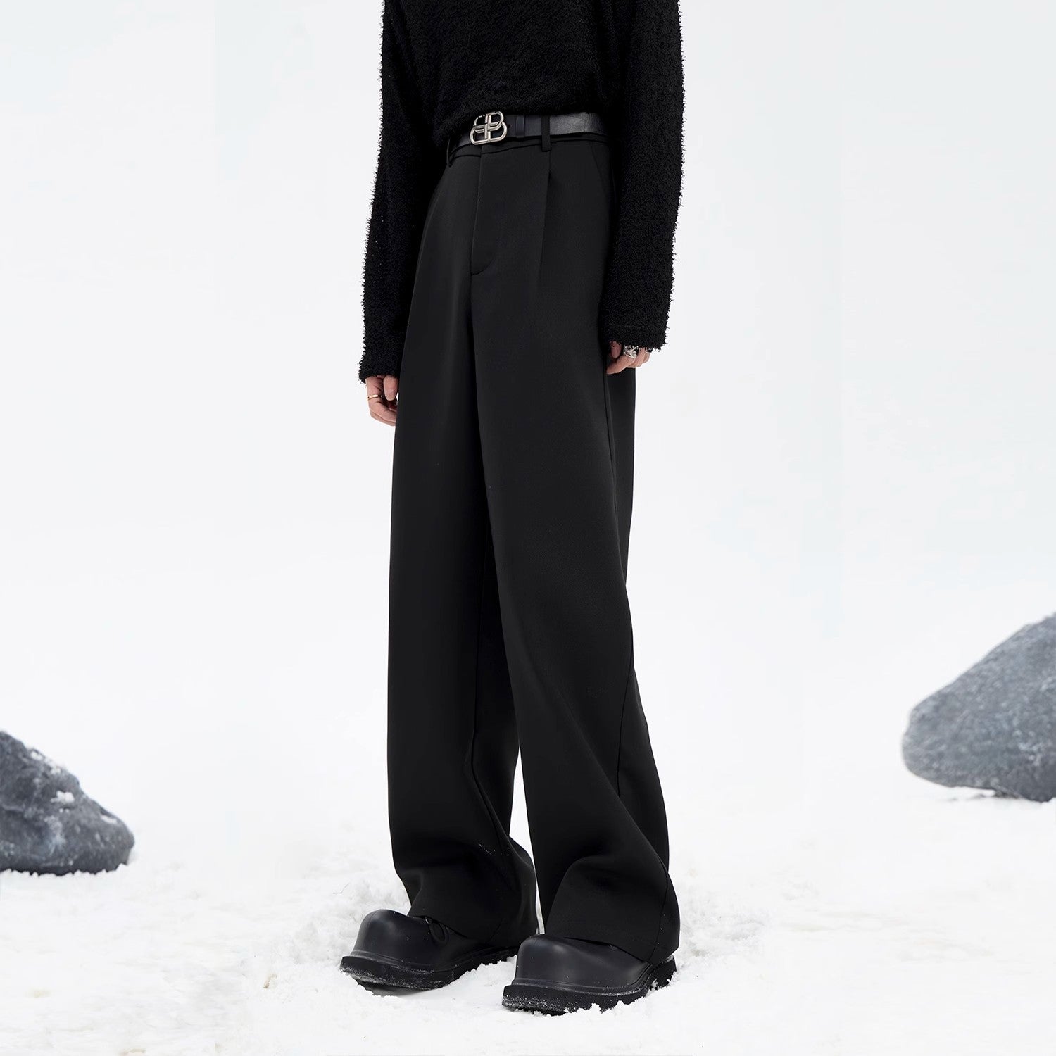 Wide-Leg Straight Trousers