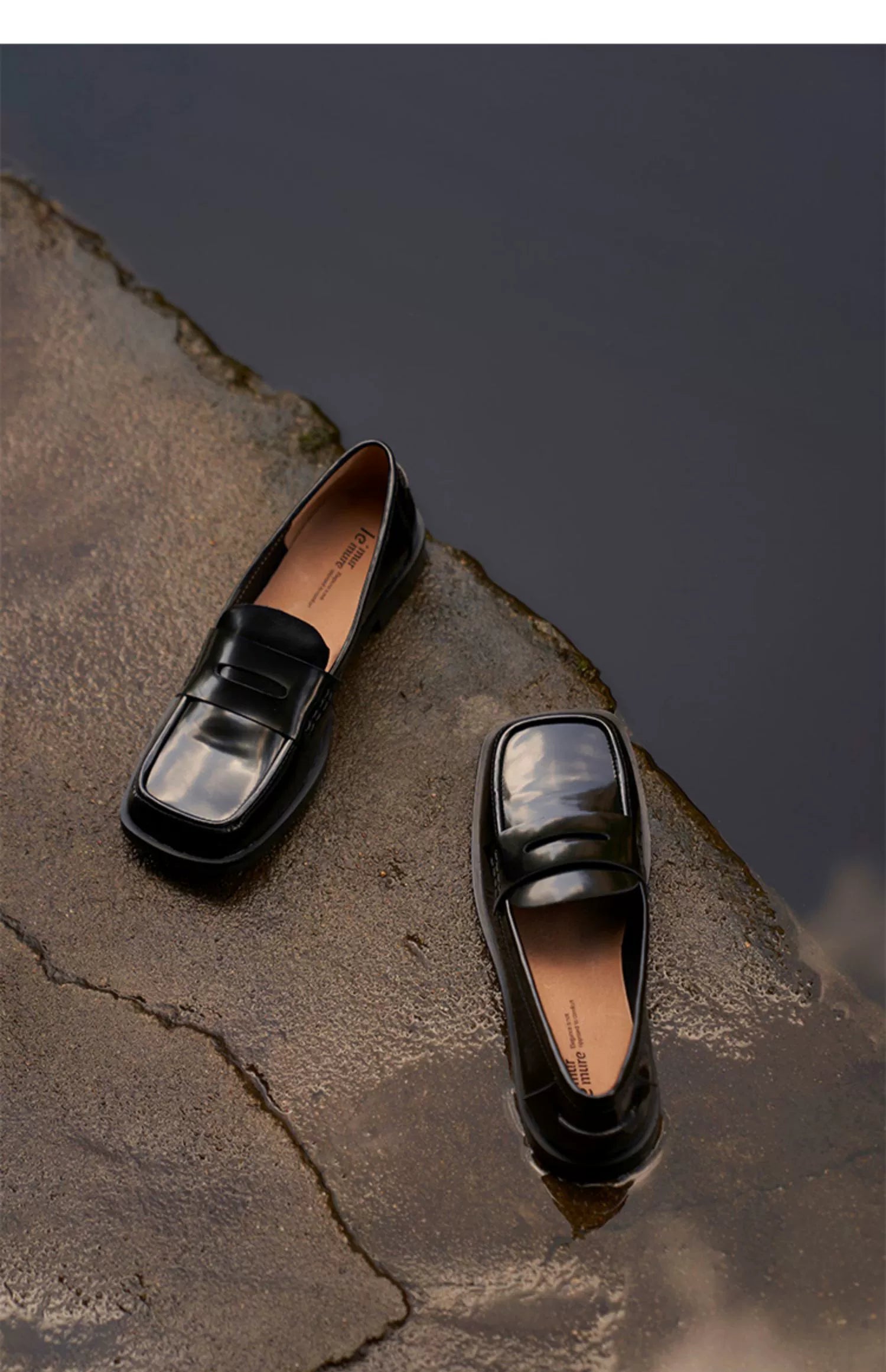 Black Patent Leather Square Toe Loafers