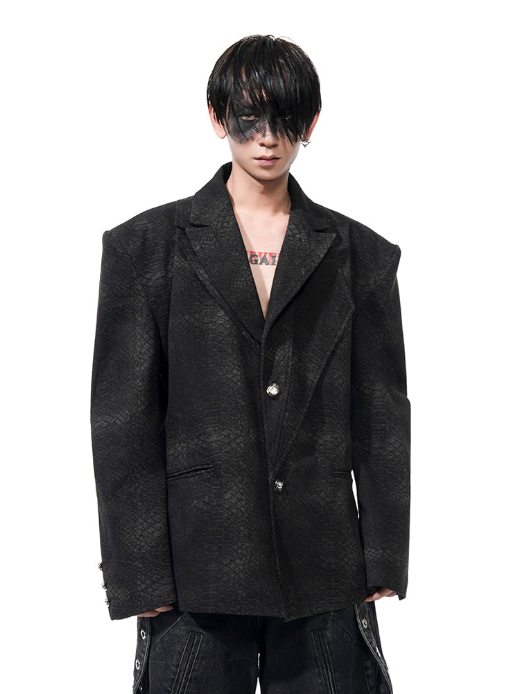 Snakeskin Texture Blazer