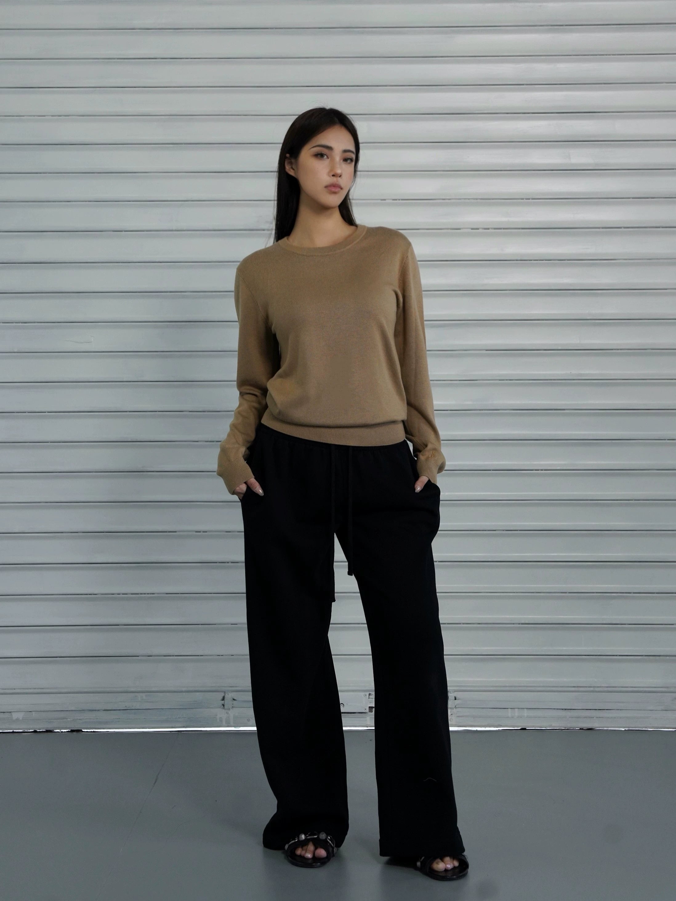 Pantalon sportif à pattes droites en ligne lâche