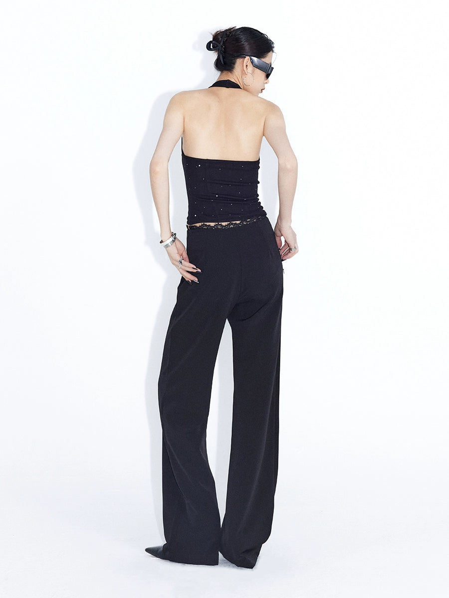 Moonlit Lace-Waist Wide-Leg Pants