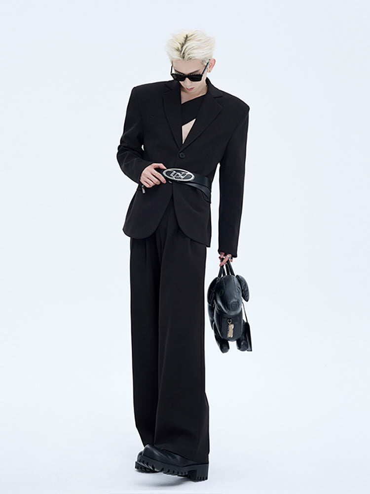 Classic Black Blazer and Trousers Setup
