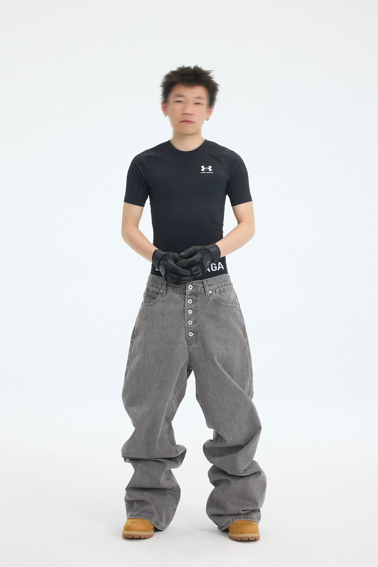 Slate Stack Buttonfront Balloon Jeans