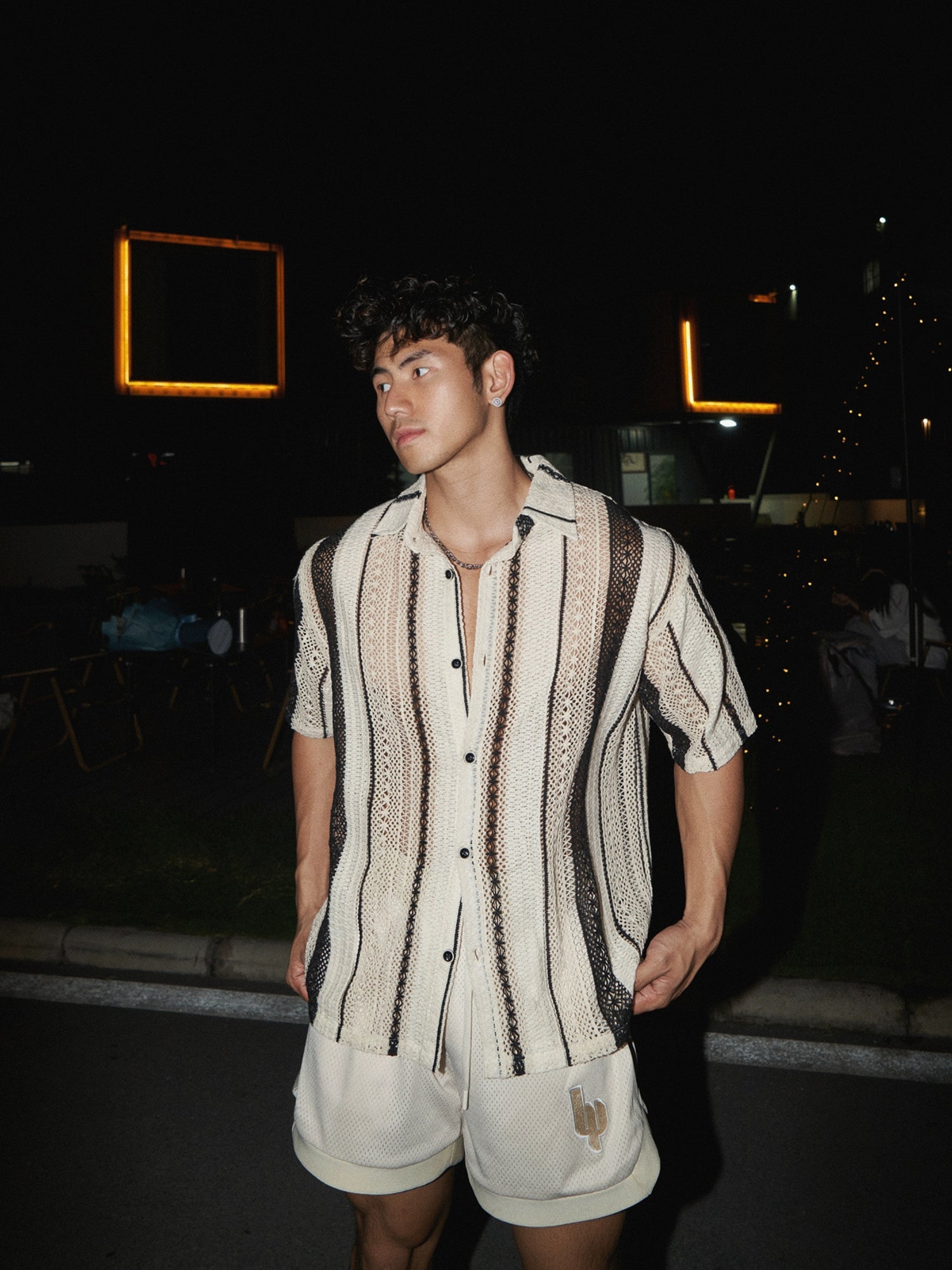 Striped Button-Down Short Sleeve Shirt