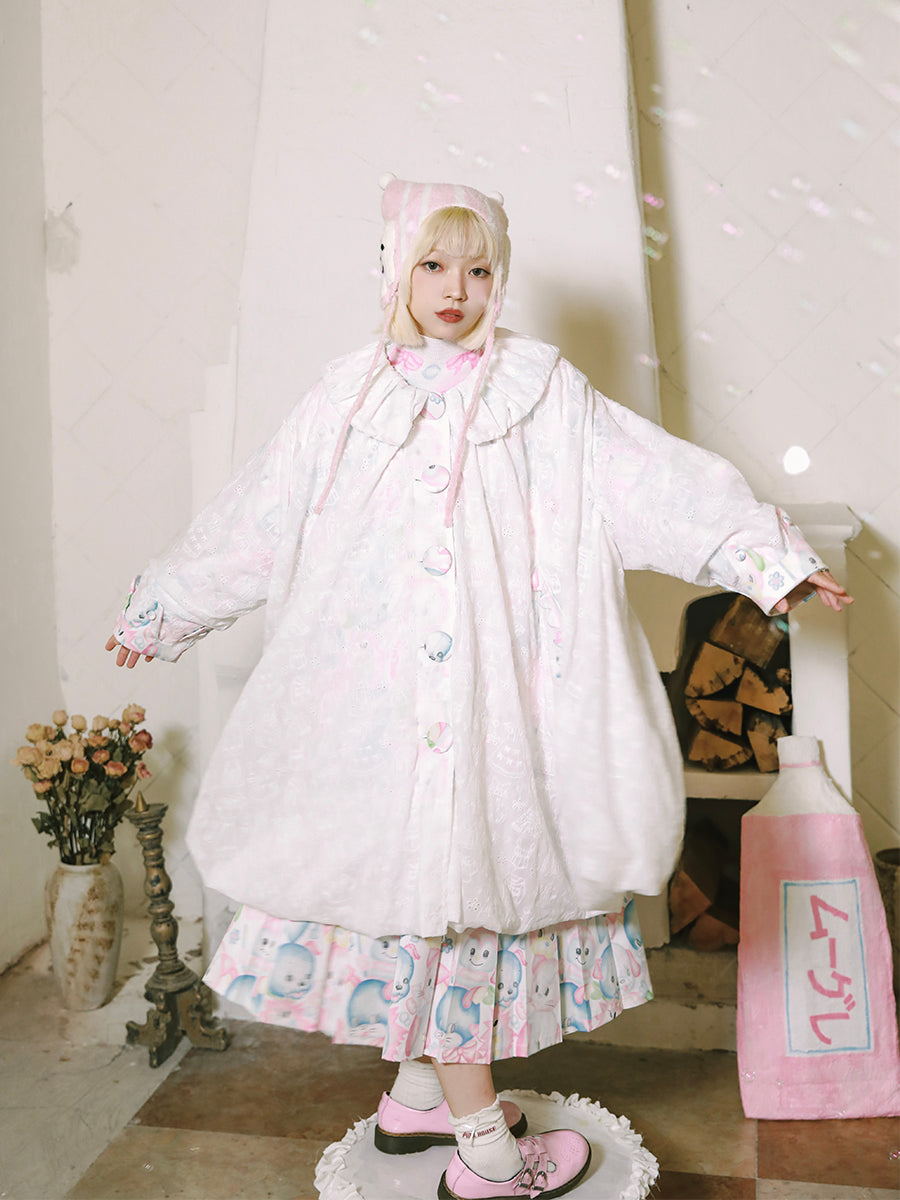 Pastel Eyelet Ruffle Collar Dress