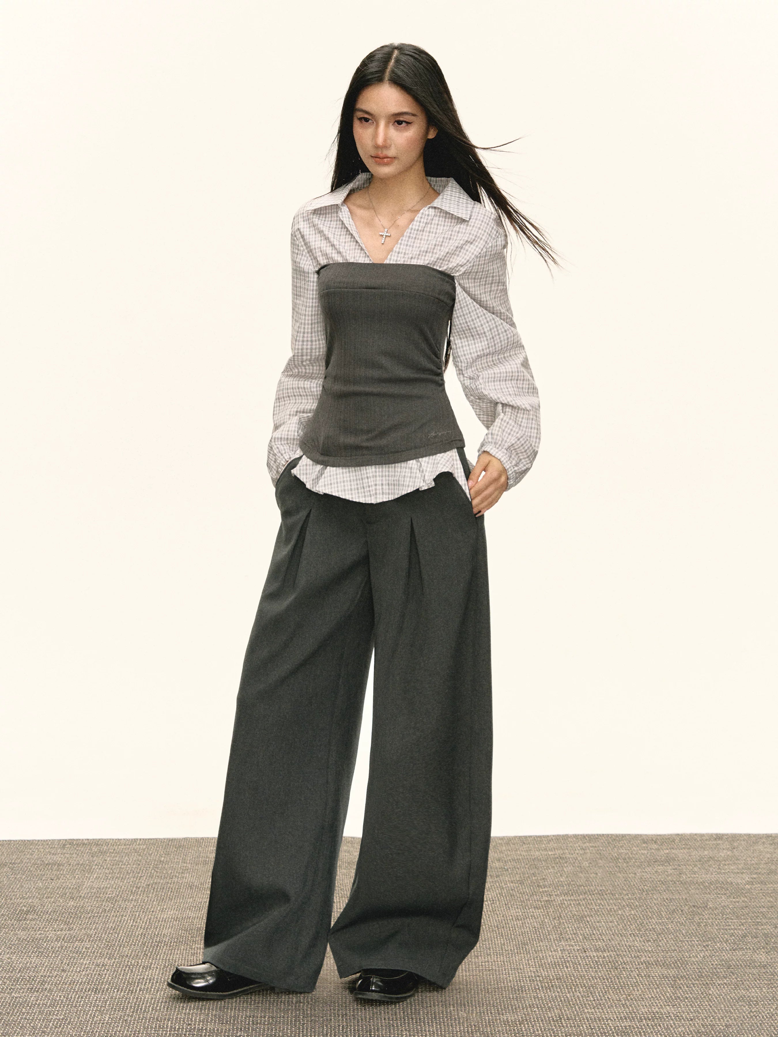 Layered Plaid Bustier Panel Top