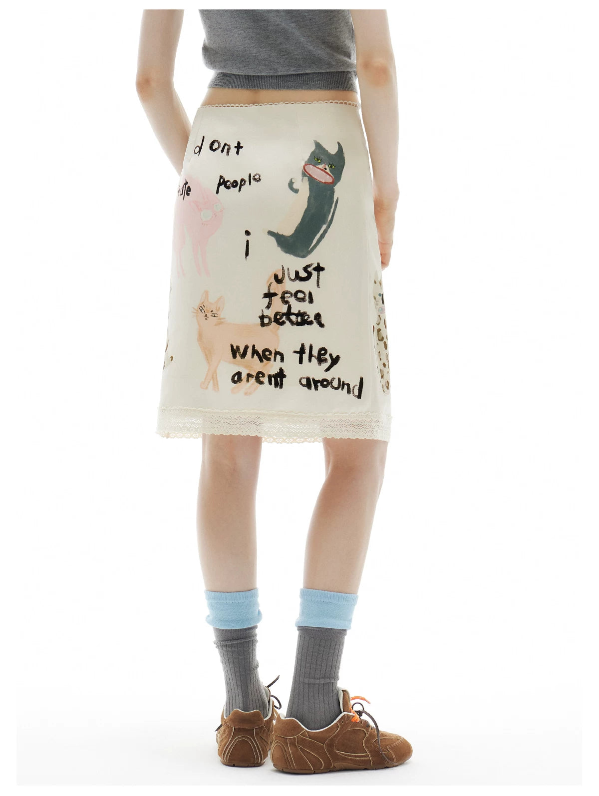 Anti‑Social Kitties Scribble Pencil Skirt