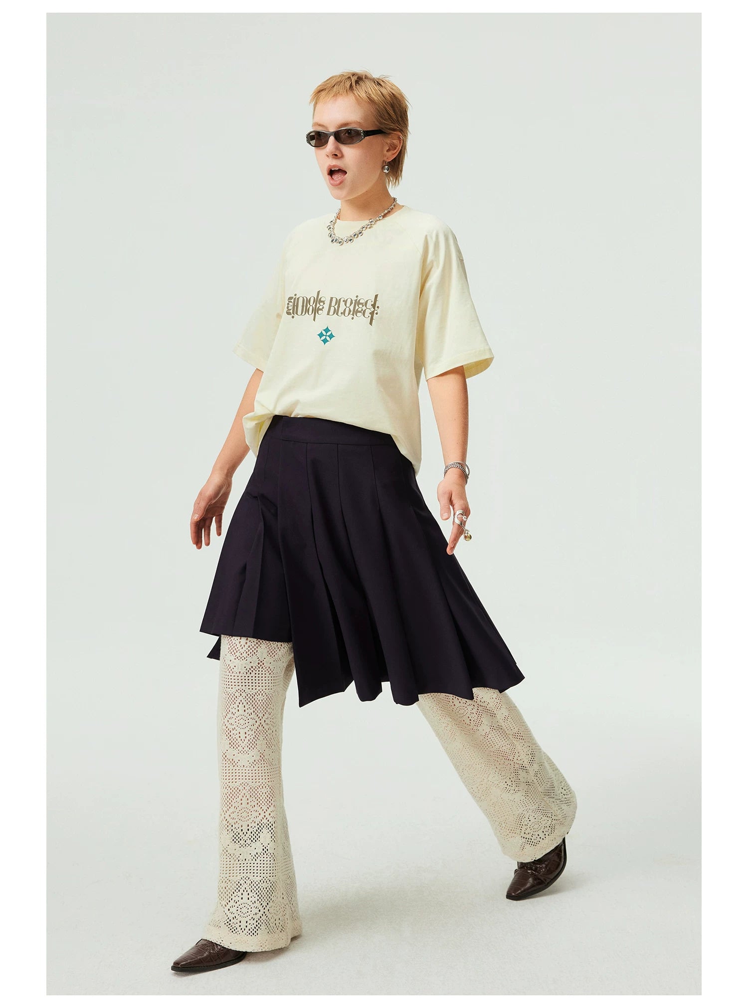 Asym Pleated Mini Skirt