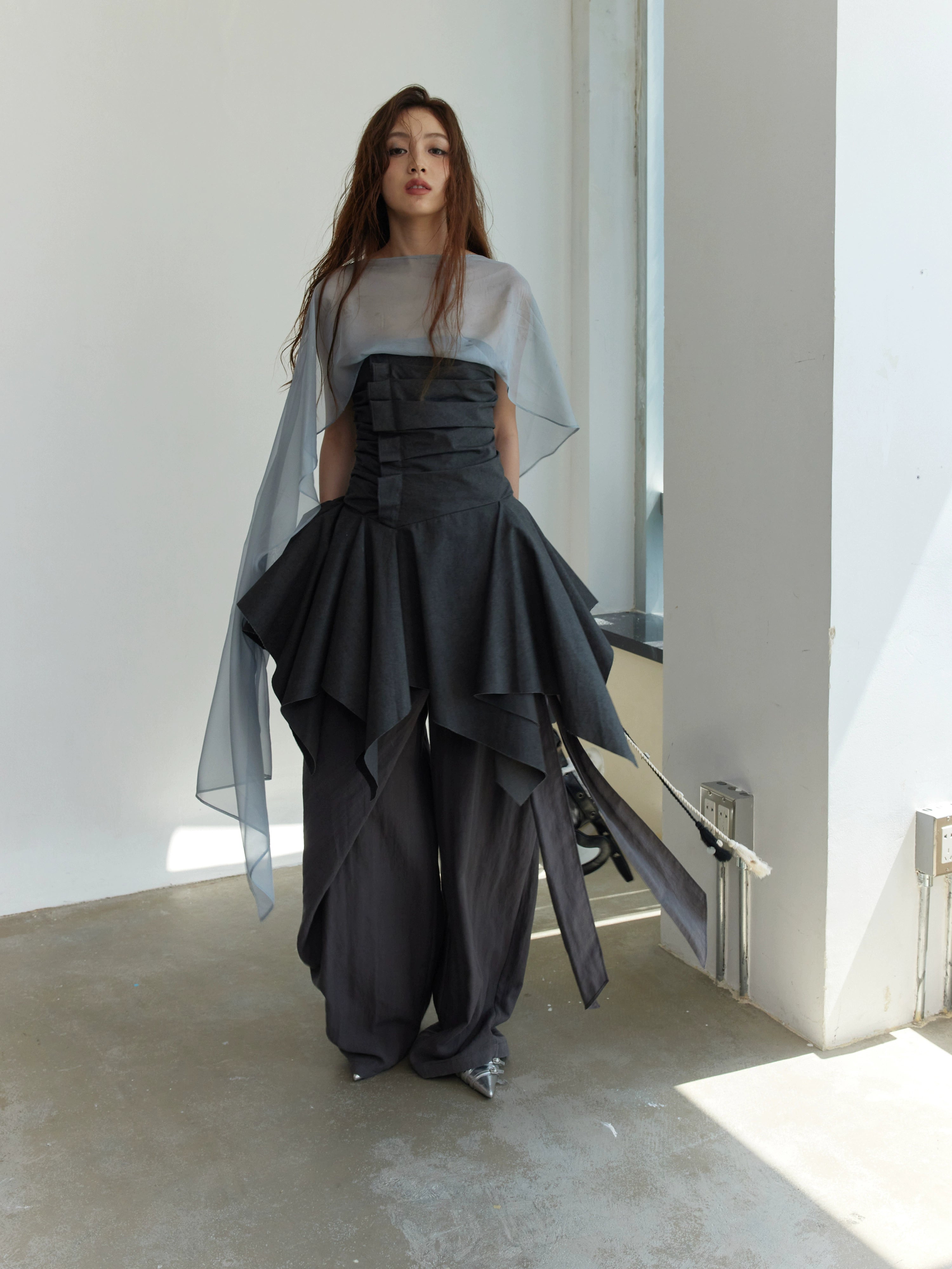 Draped Asymmetric Tops