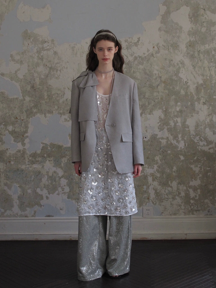 Sequin Embellished Sheer Overlay Dress