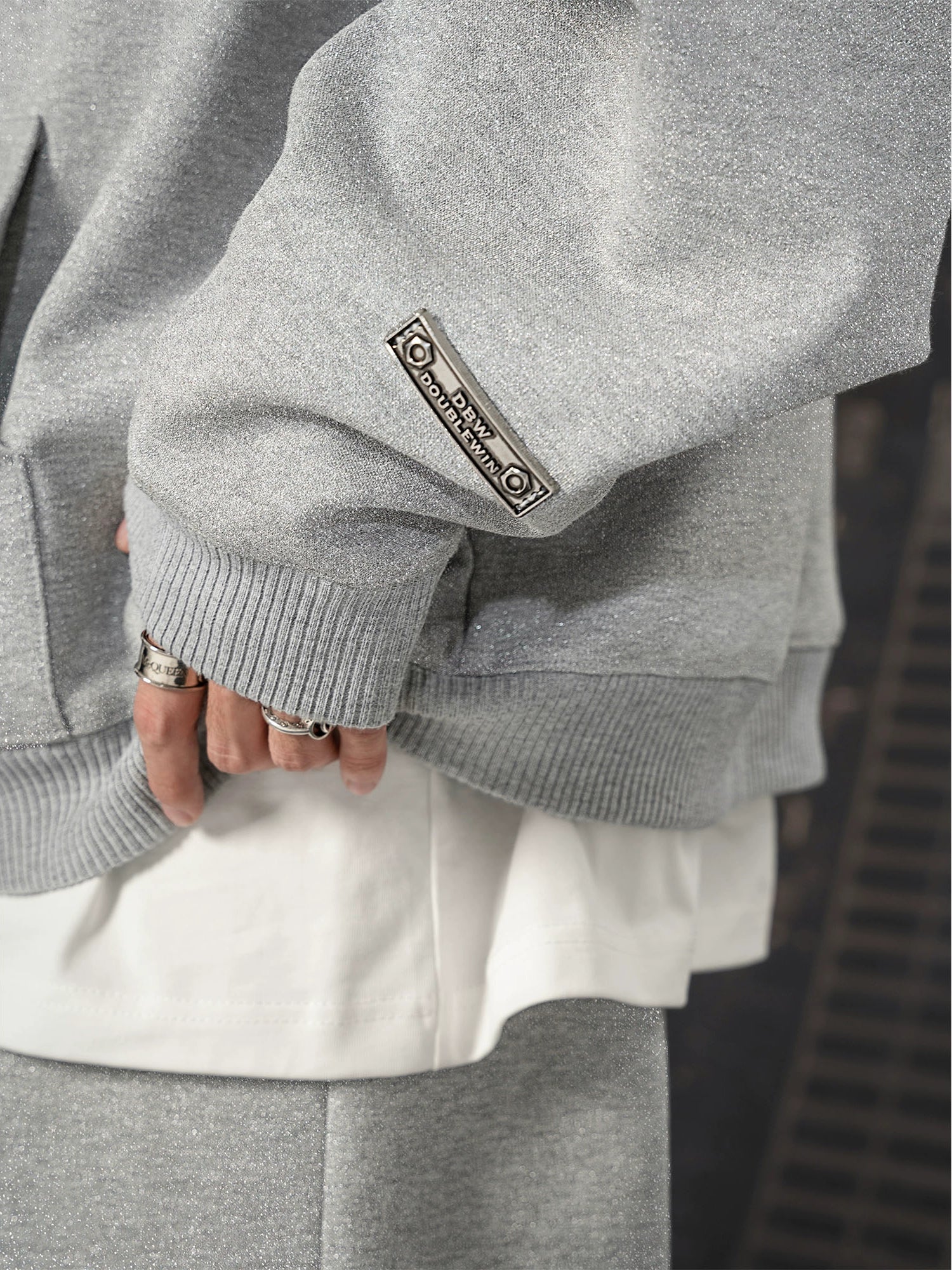 Oversized Light Grey Zip Up Hoodie