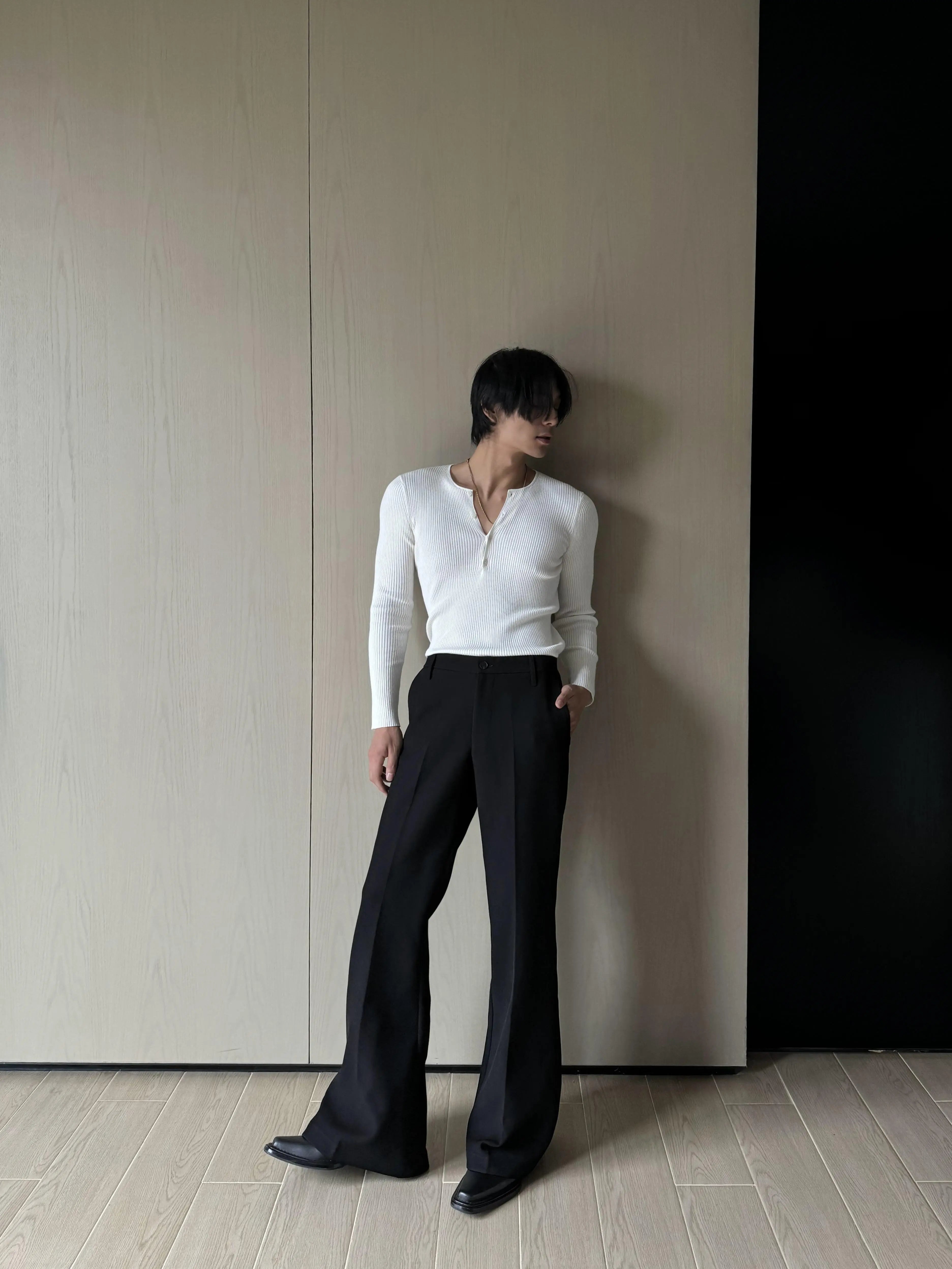 Black Wide Leg Flare Trousers