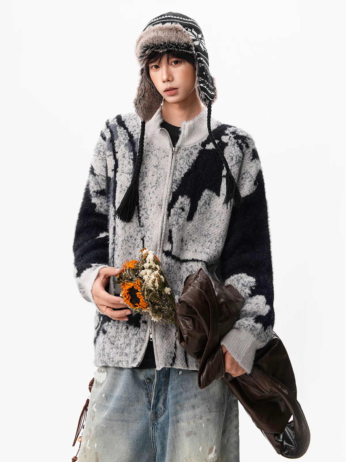 Marble Drift Fleece Zip Jacket