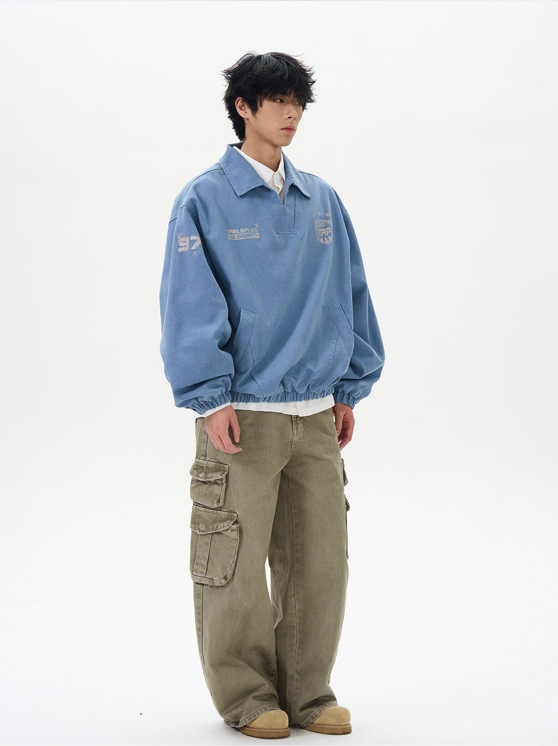 Light Blue Vintage Varsity Pullover