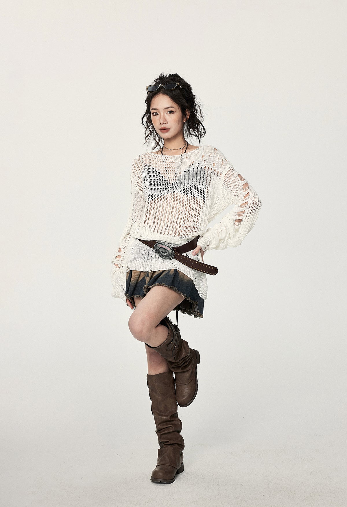 Distressed Crochet Sweater