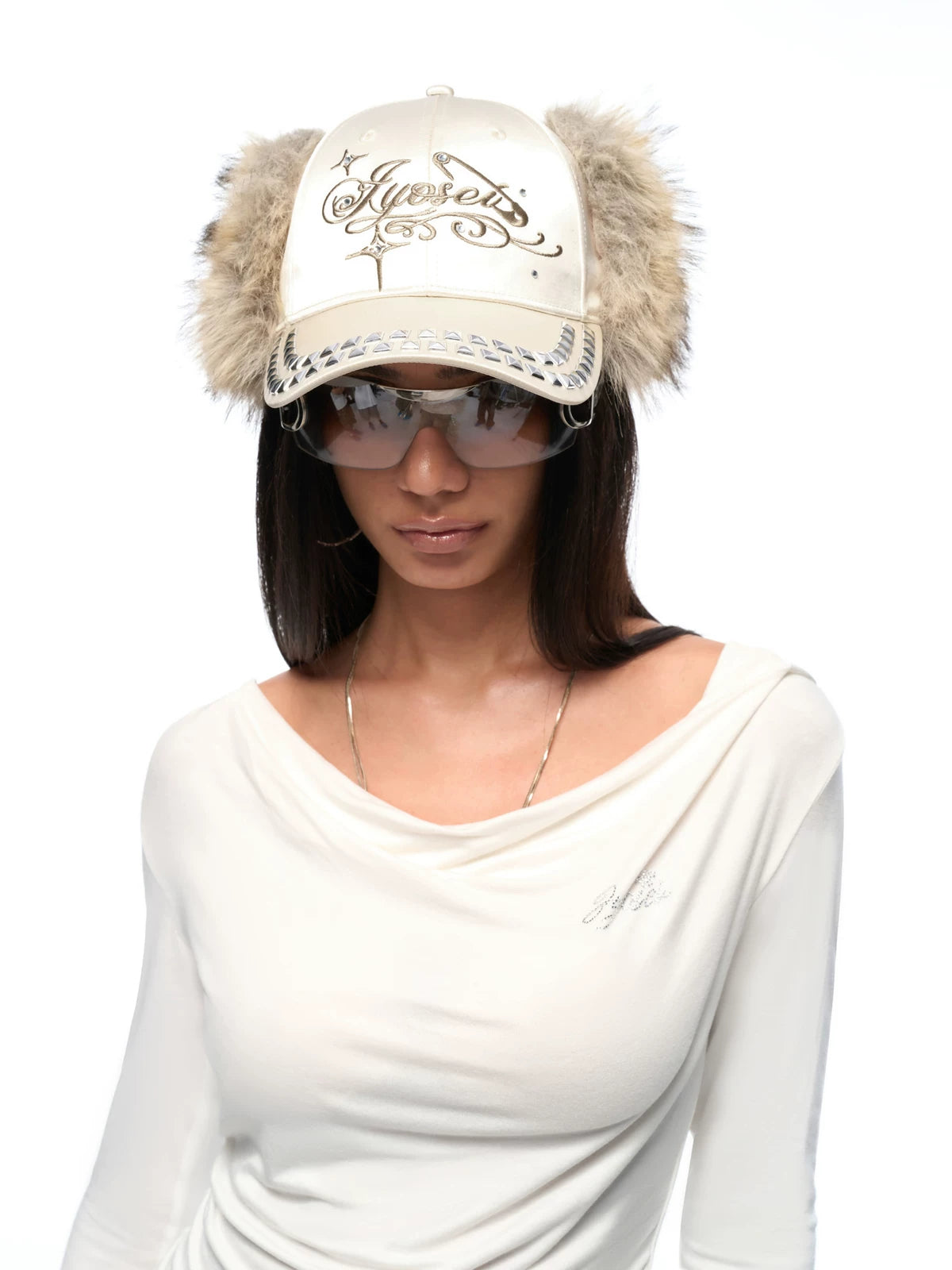 Frosted Angel Rhinestone Earflap Caps