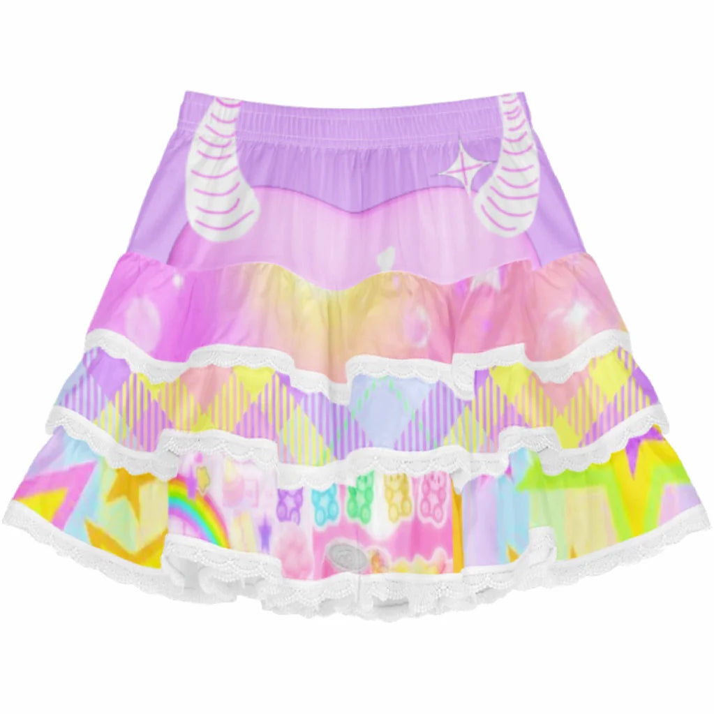 Rainbow Gummy Bear Tiered Mini Skirt