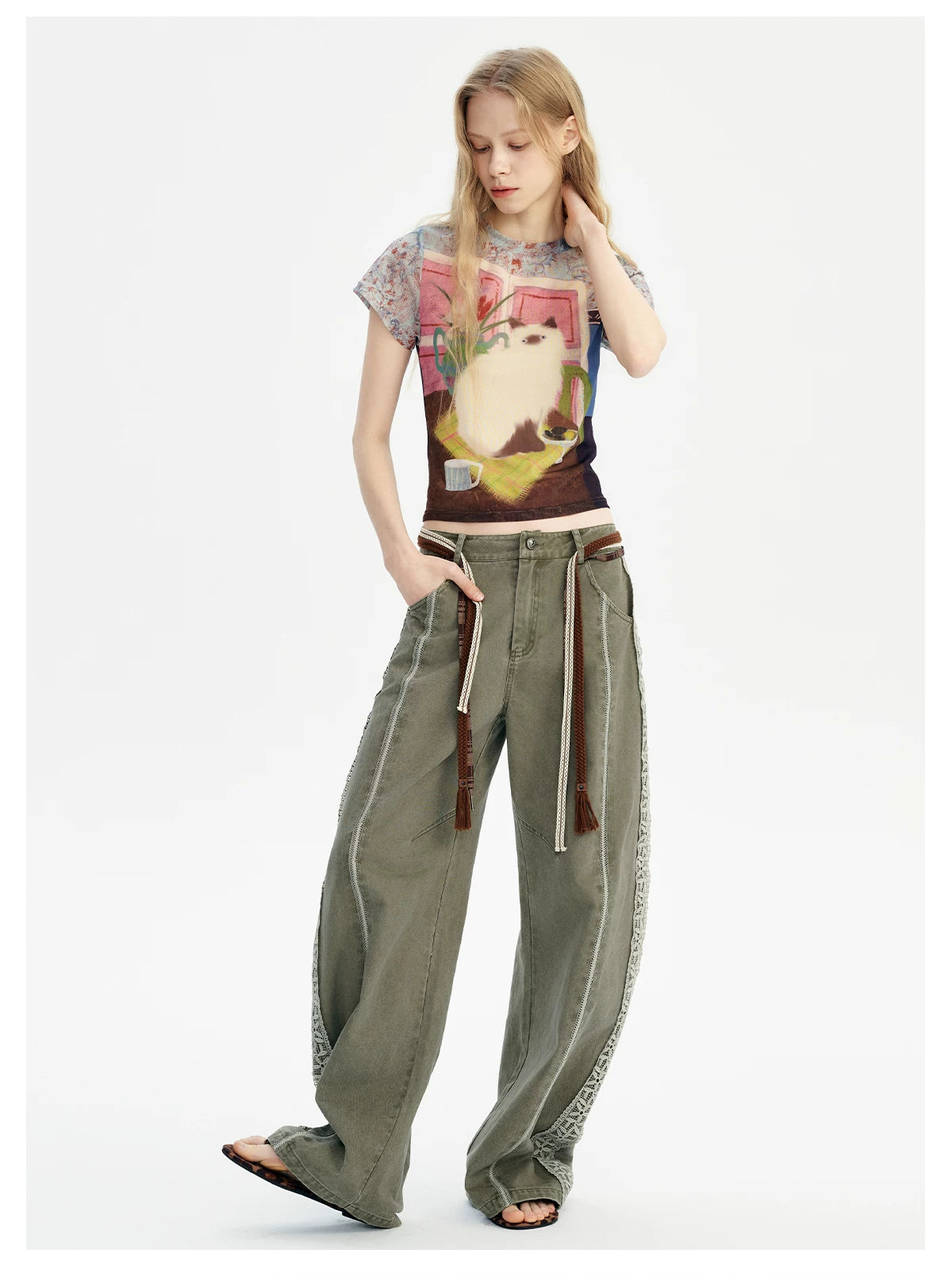 Tapestry Trail Olive Wide‑Leg Pants