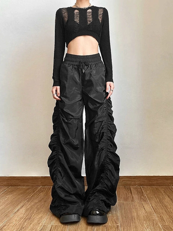 High-Waist Pleated Wide-Leg Pants - chiclara