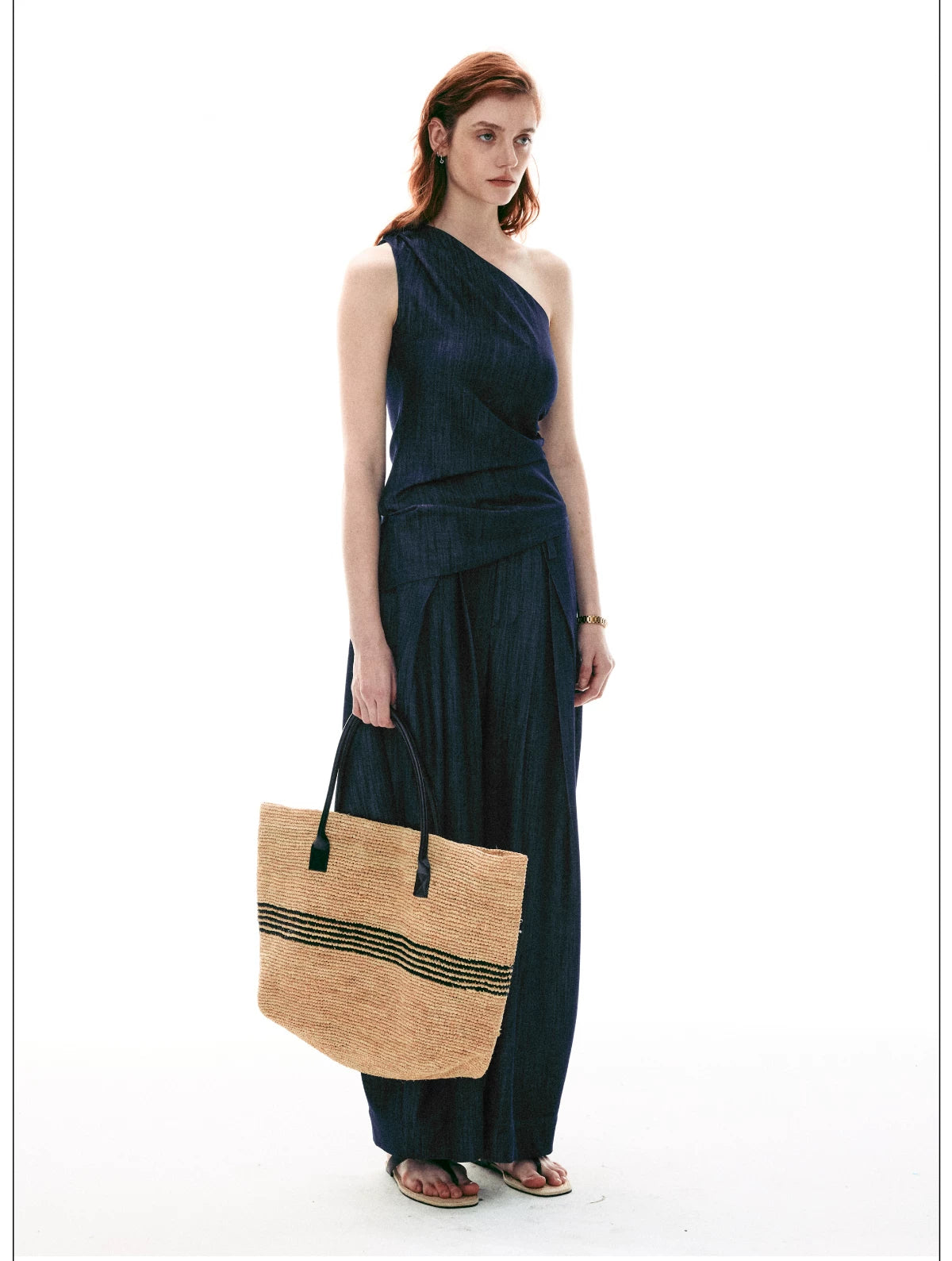 Midnight Meridian One-Shoulder Draped Top