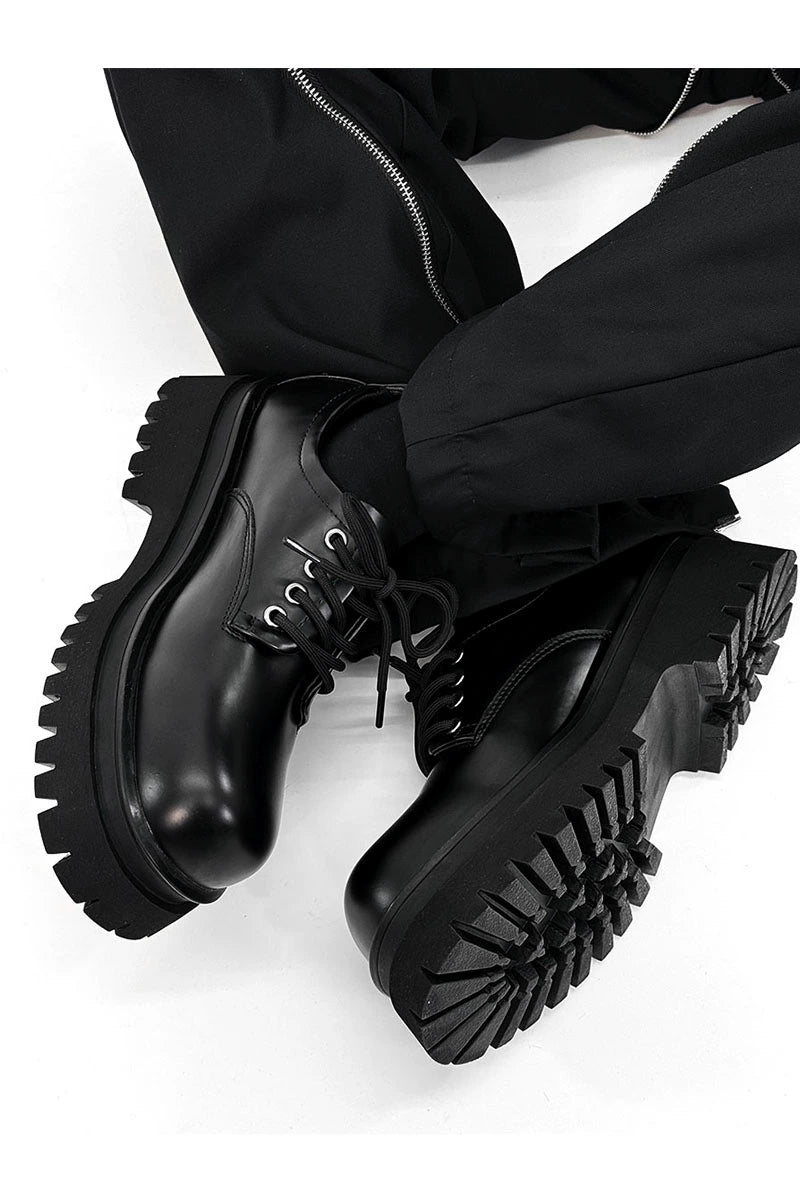 Chunky Black Robust Platform Derby Shoes