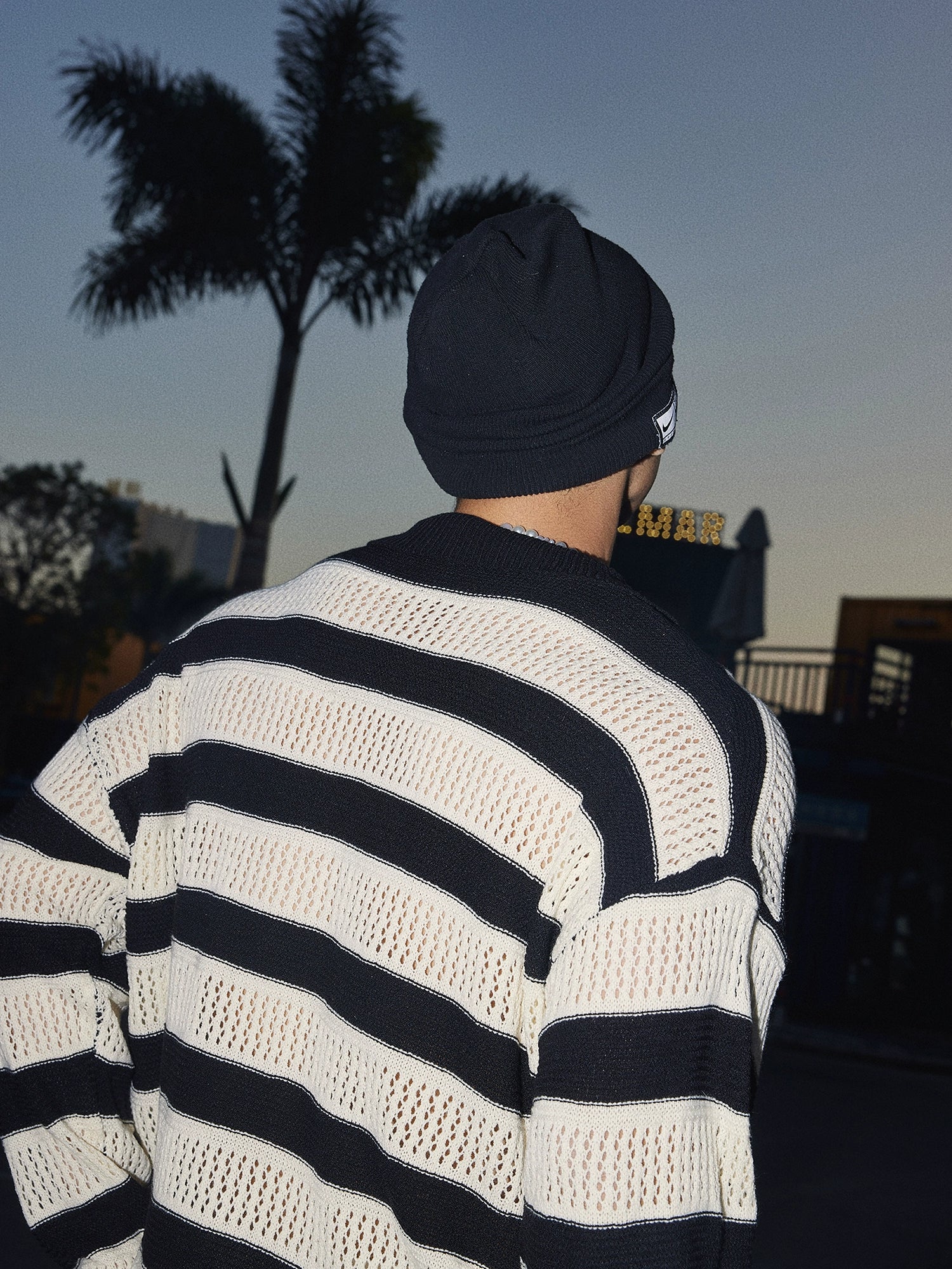 Two-Toned Striped Knit Sweater