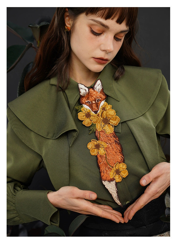 Foxy Flora Embroidered Necktie - chiclara
