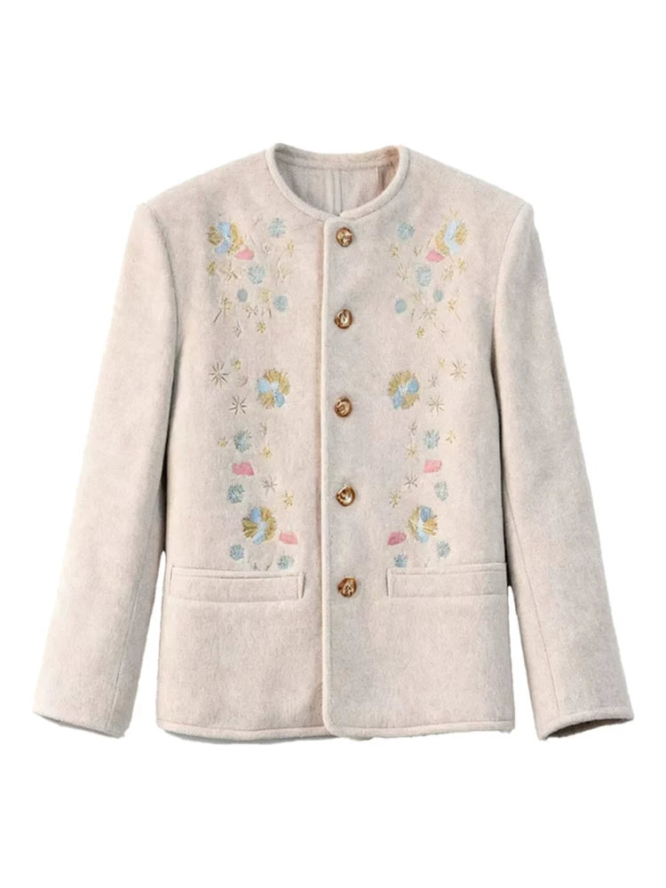 Blush Meadow Embroidered Wool Jacket