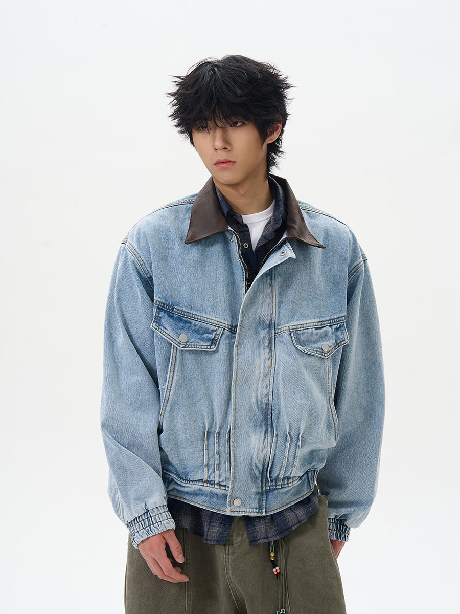 Vintage Corduroy Collar Denim Jacket
