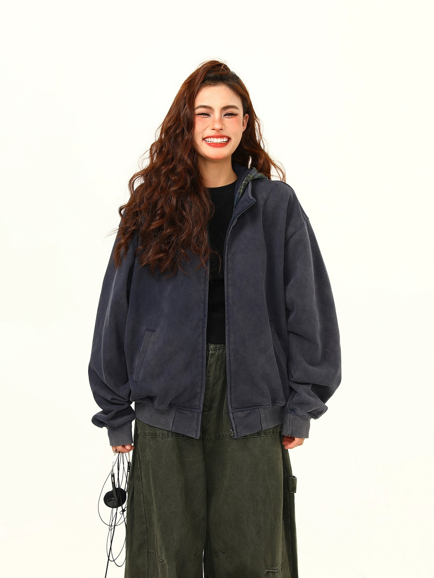 Basic Navy Zip-Up Hoodie