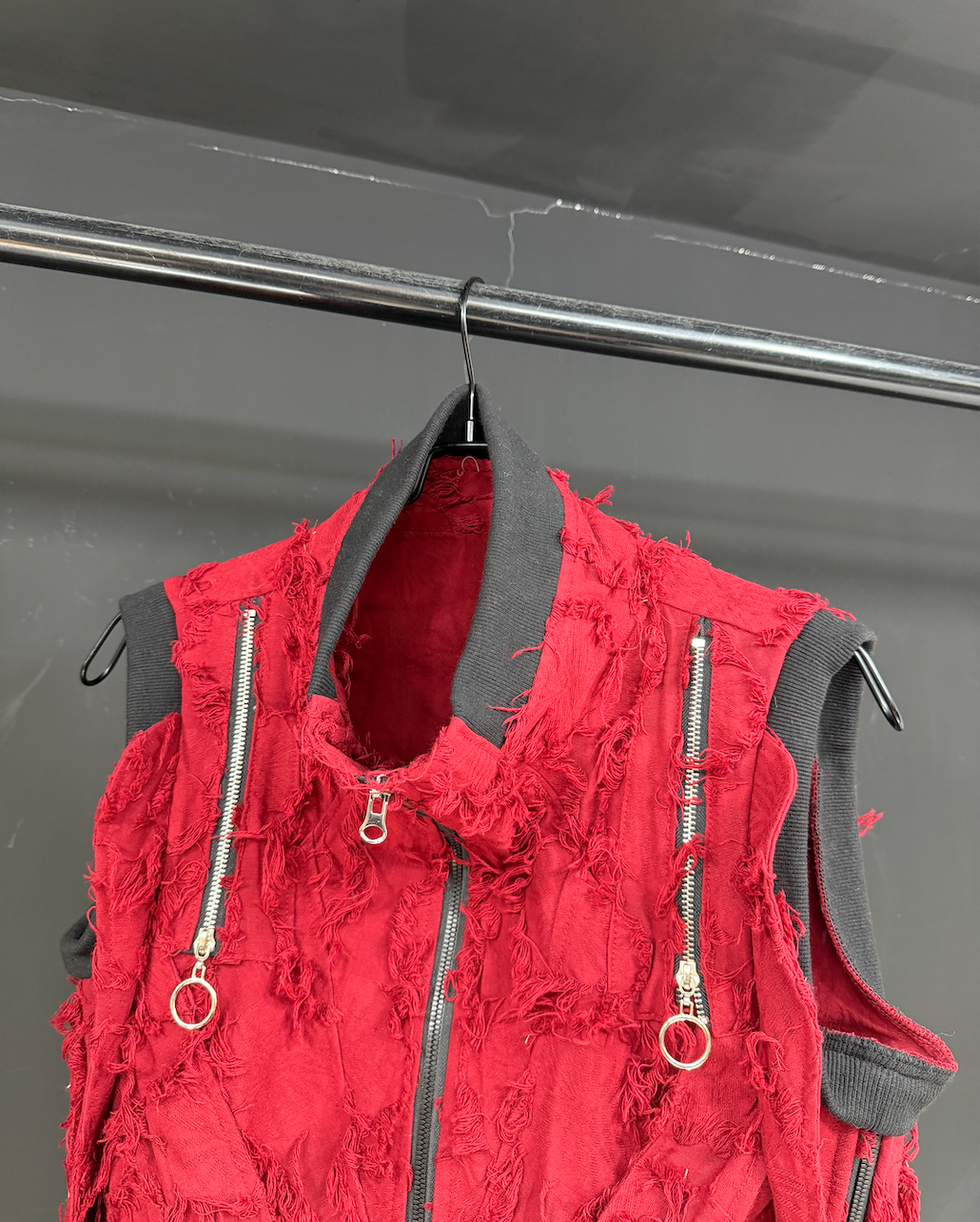 Crimson Shred Zipper Harness Vest