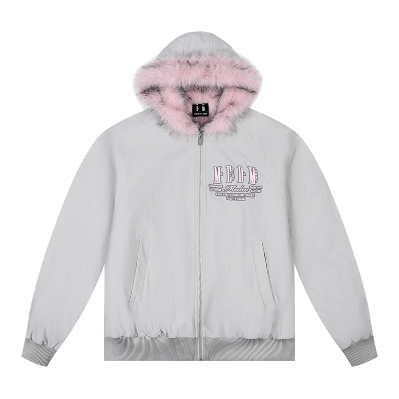 Faux Fur Trim Oversized Bomber Jacket