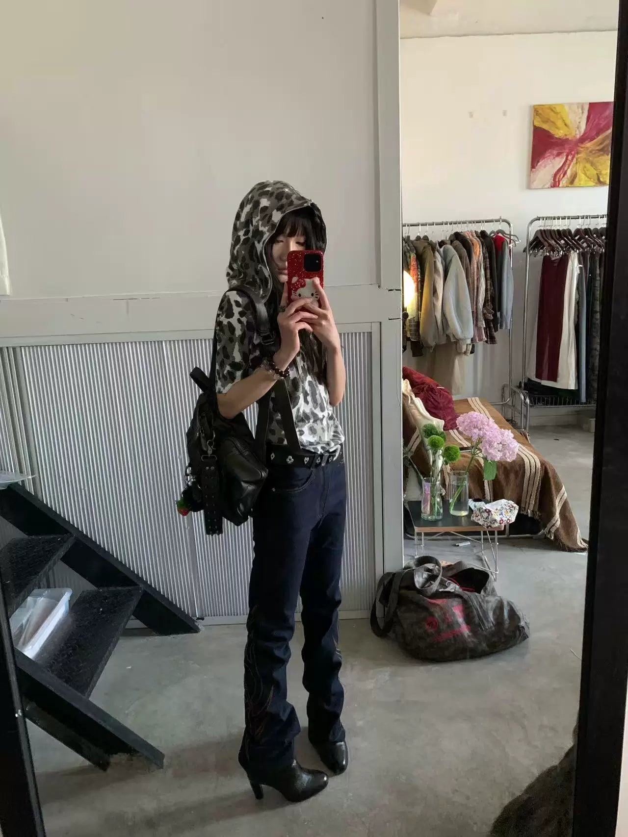 Totem Chain Embroidered Slim Flare Jeans