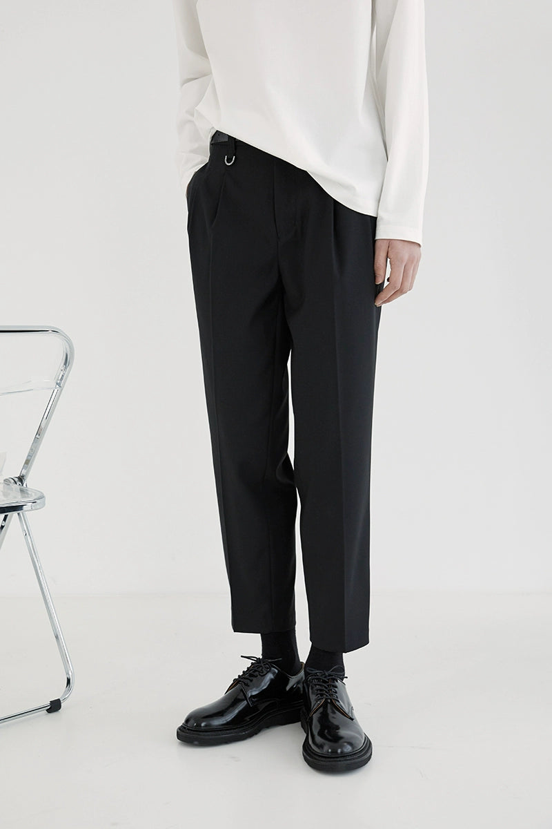 Pantalones de vestir de confort de doble plato